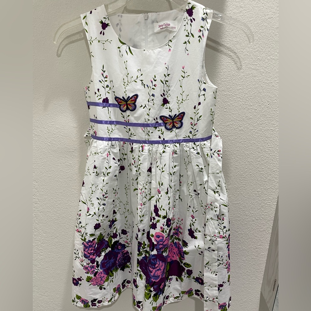 Girls belted cotton Easter dress